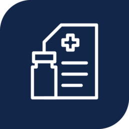 Pill bottle and piece of paper icon, Medicine review, TWO TO FOUR Study, HIV prevention, adults 18+